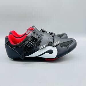Peloton Shoes Men 8 Black Red Cycling Sneaker Look Delta 3-Bolt Cleats Spin Road